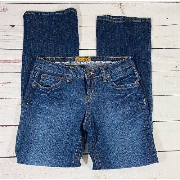 Behold Amber Jeans Juniors Size 7 Low Rise Blue Bootcut Teen Denim Pants - Picture 2 of 8